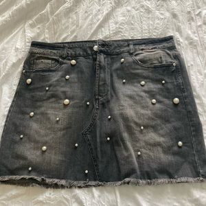 Black Mini Jean Skirt